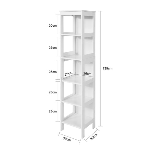 5 Tiers Bathroom Shelf Storage Shelf Cabinet, BZR14-W