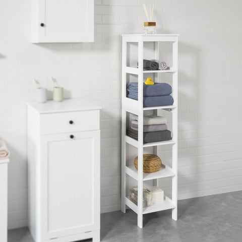 5 Tiers Bathroom Shelf Storage Shelf Cabinet, BZR14-W