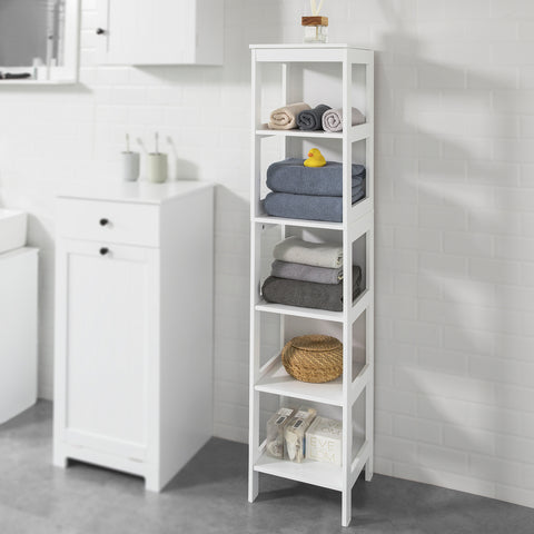 5 Tiers Bathroom Shelf Storage Shelf Cabinet, BZR14-W