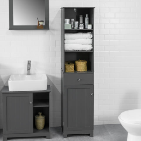 Tall Bathroom Cabinet with 3 Shelves, BZR17-DG