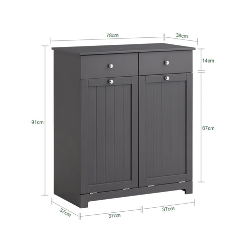 2 Drawers 2 Doors Laundry Cabinet Laundry Hamper, BZR33-DG