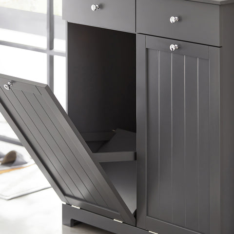2 Drawers 2 Doors Laundry Cabinet Laundry Hamper, BZR33-DG