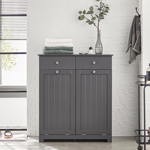 2 Drawers 2 Doors Laundry Cabinet Laundry Hamper, BZR33-DG