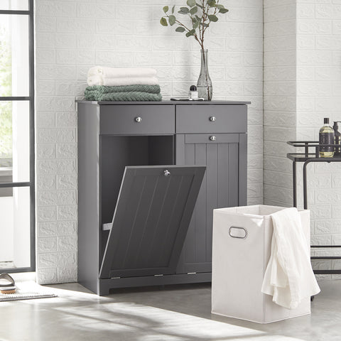 2 Drawers 2 Doors Laundry Cabinet Laundry Hamper, BZR33-DG