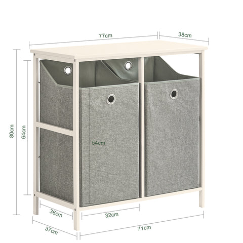 2 Hampers Laundry Cabinet Laundry Chest, BZR57-W