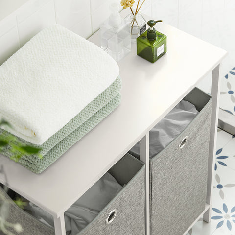 2 Hampers Laundry Cabinet Laundry Chest, BZR57-W