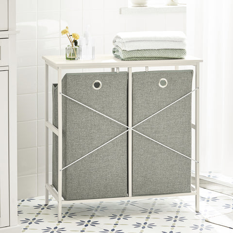 2 Hampers Laundry Cabinet Laundry Chest, BZR57-W