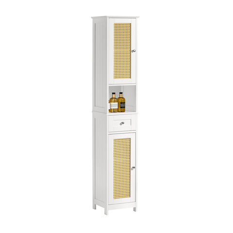 Rattan Door Free Standing Tall Bathroom Storage Cabinet, BZR70-W