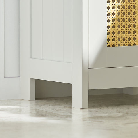 Rattan Door Free Standing Tall Bathroom Storage Cabinet, BZR70-W