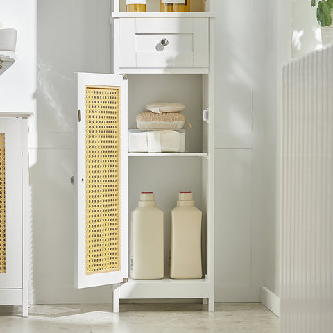 Rattan Door Free Standing Tall Bathroom Storage Cabinet, BZR70-W