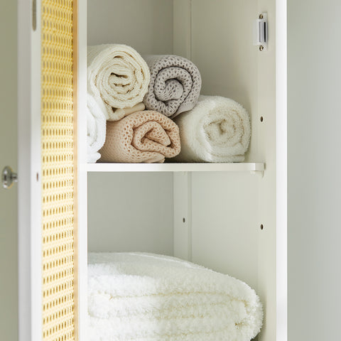 Rattan Door Free Standing Tall Bathroom Storage Cabinet, BZR70-W