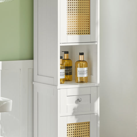 Rattan Door Free Standing Tall Bathroom Storage Cabinet, BZR70-W