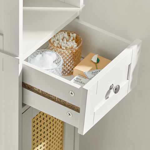Rattan Door Free Standing Tall Bathroom Storage Cabinet, BZR70-W