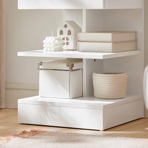 Bedside End Table with Drawer & Shelves, FBT49-W