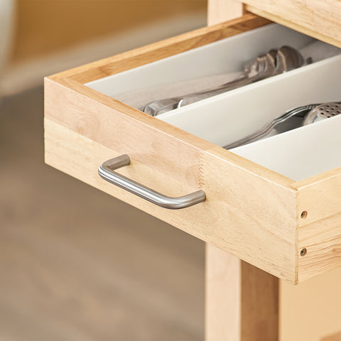 Rubber Wood Kitchen Trolley Cart with Drawers, FKW24-N