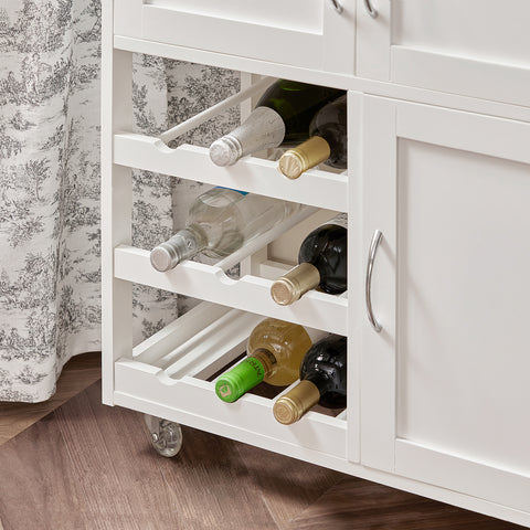 Kitchen Serving Trolley Cart with Doors and Drawers, FKW45-WN