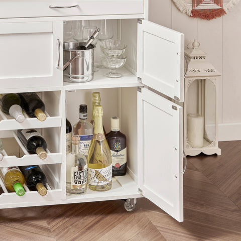 Kitchen Serving Trolley Cart with Doors and Drawers, FKW45-WN