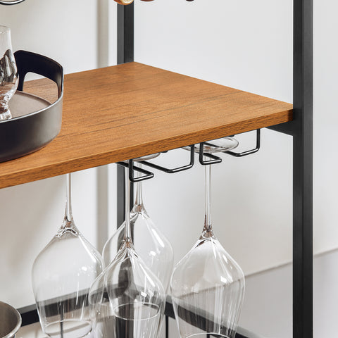 3 Tiers Kitchen Trolley Serving Cart with Wine Rack, FKW56-N