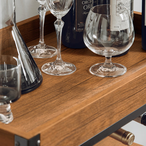 3 Tiers Kitchen Trolley Serving Cart with Wine Rack, FKW56-N