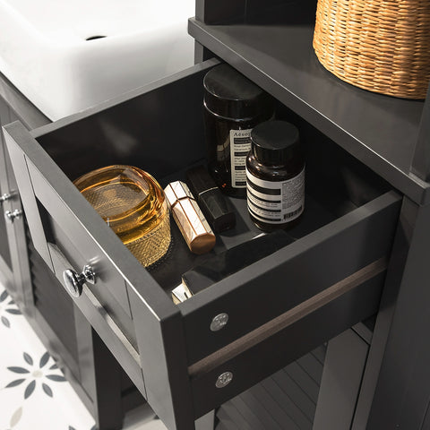 Free Standing Tall Bathroom Storage Cabinet, FRG236-DG