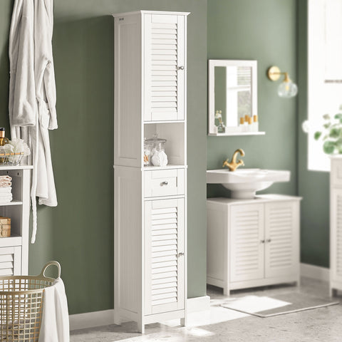 Free Standing Tall Bathroom Storage Cabinet, FRG236-W