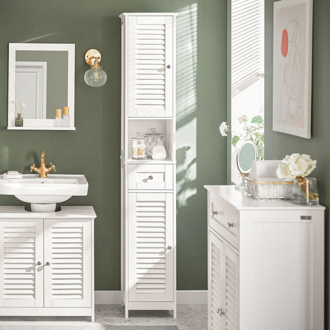 Free Standing Tall Bathroom Storage Cabinet, FRG236-W