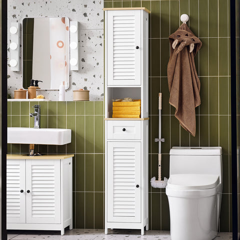 Free Standing Tall Bathroom Storage Cabinet, FRG236-WN