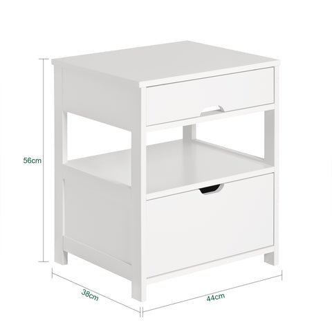 Nightstand Bedside Table with 2 Drawers, FRG258-W