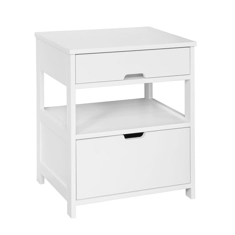 Nightstand Bedside Table with 2 Drawers, FRG258-W