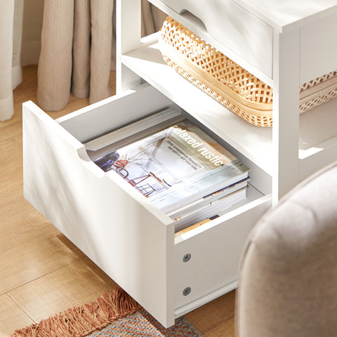 Nightstand Bedside Table with 2 Drawers, FRG258-W
