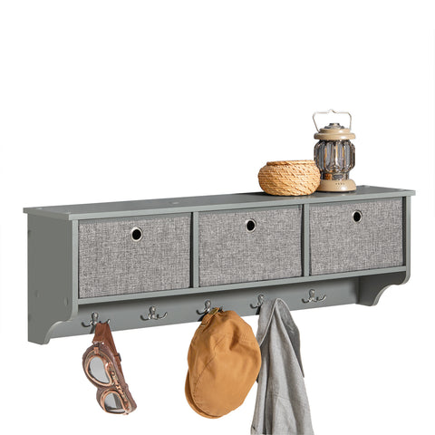 Wall Storage Cabinet with 3 Baskets & Hooks, FRG282-HG