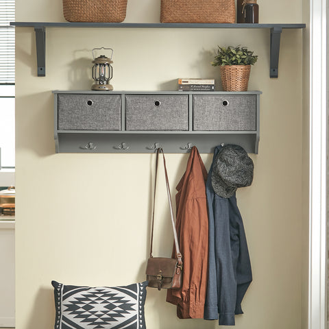 Wall Storage Cabinet with 3 Baskets & Hooks, FRG282-HG