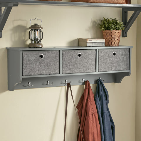 Wall Storage Cabinet with 3 Baskets & Hooks, FRG282-HG