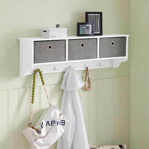 Wall Storage Cabinet with 3 Baskets & Hooks, FRG282-W
