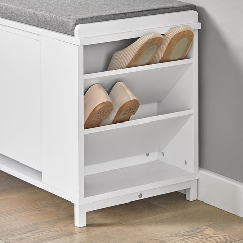 1 Flip-Drawer & Side Shelf Shoe Bench, FSR105-W