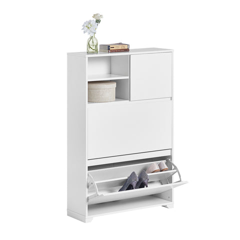 Shoe Cabinet with 2 Flip-Drawers, 2 Cabinets, FSR111-W