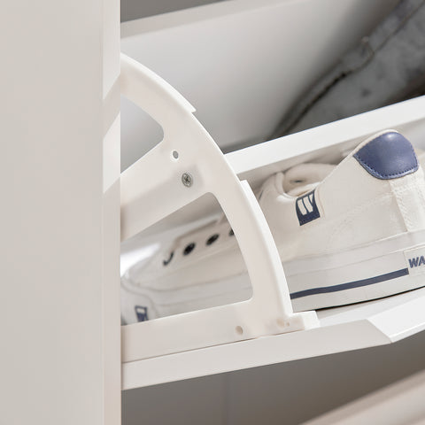 Shoe Cabinet with 2 Flip-Drawers, 2 Cabinets, FSR111-W