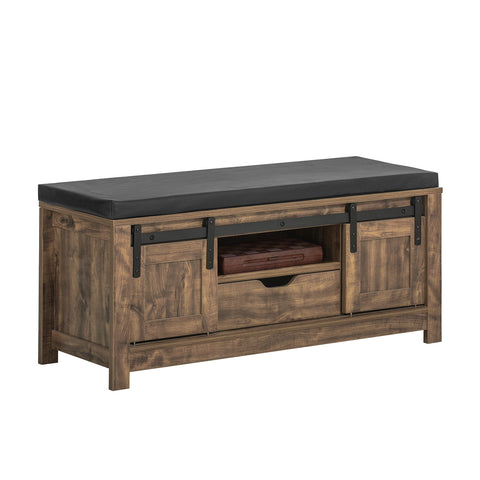 Barn-Door Storage Bench with Drawer, FSR118-N