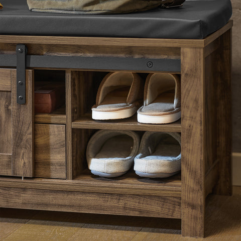 Barn-Door Storage Bench with Drawer, FSR118-N