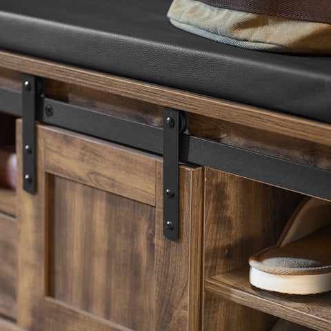 Barn-Door Storage Bench with Drawer, FSR118-N