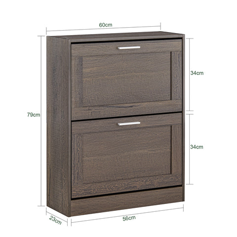 2 Drawers Shoe Cabinet Shoe Storage Organizer, FSR137-BR