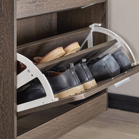 2 Drawers Shoe Cabinet Shoe Storage Organizer, FSR137-BR
