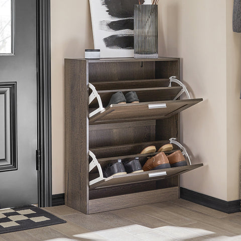 2 Drawers Shoe Cabinet Shoe Storage Organizer, FSR137-BR
