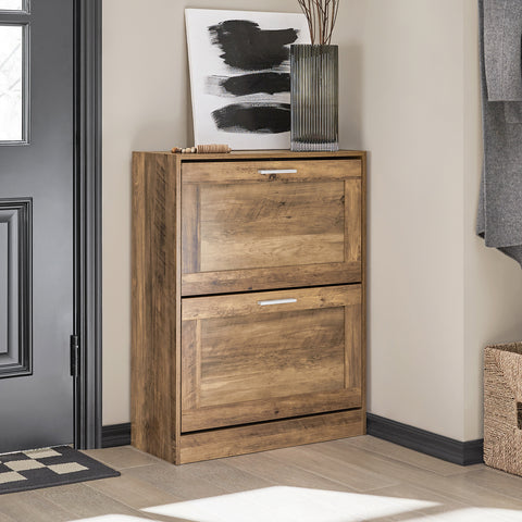 2 Drawers Shoe Cabinet Shoe Storage Organizer, FSR137-F