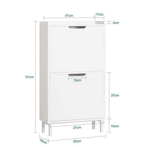 Flip-drawers Shoe Cabinet Shoe Rack Shoe Storage Cupboard Organizer Unit, FSR151-W