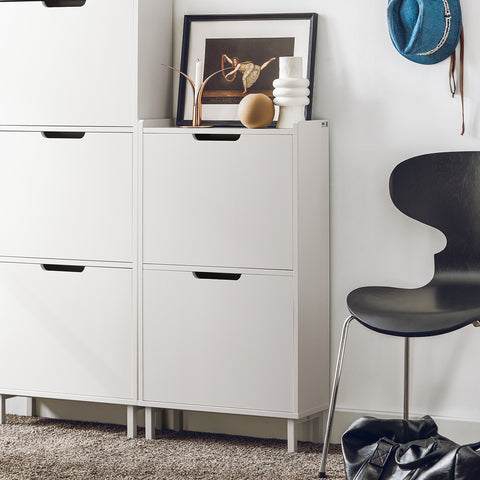 Flip-drawers Shoe Cabinet Shoe Rack Shoe Storage Cupboard Organizer Unit, FSR151-W