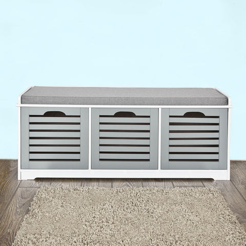 3 Drawers Gray Storage Bench, FSR23-HG