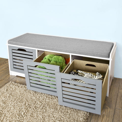 3 Drawers Gray Storage Bench, FSR23-HG