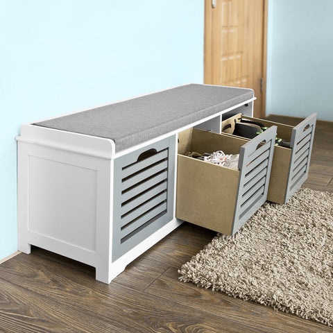3 Drawers Gray Storage Bench, FSR23-HG
