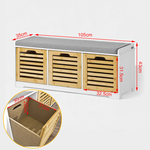3 Drawers Storage Bench, FSR23-WN